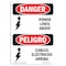 Signmission Safety Sign, OSHA, 10" Height, Rigid Plastic, Power Lines Above With Symbol, Spanish OS-DS-P-710-VS-1536 - alternate 1